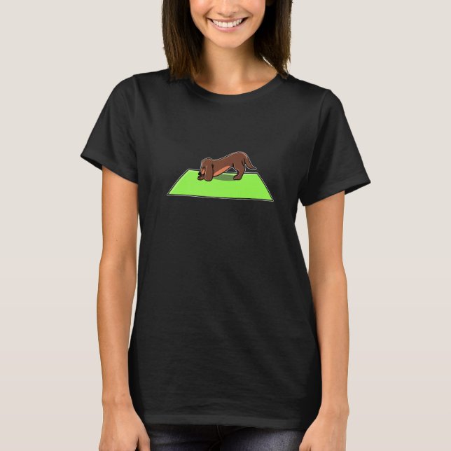 Yoga Dackel Meditation Yoga Hund T-Shirt (Vorderseite)