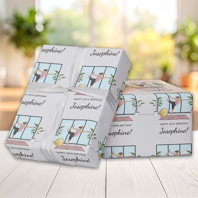 Yoga Dancer Pose Workout Frauen glücklich Geburtst Geschenkpapier (Von Creator hochgeladen)