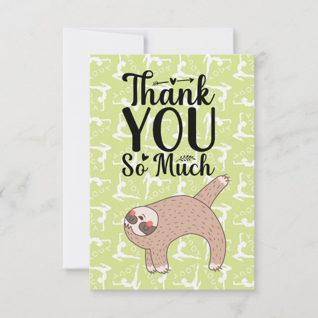 Yoga Dankeschön Karte für Sloth Lovers (Vorderseite)
