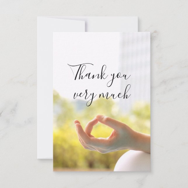 Yoga Dankeschön Kartenfokus auf die Fingermedikati Dankeskarte (Vorderseite)
