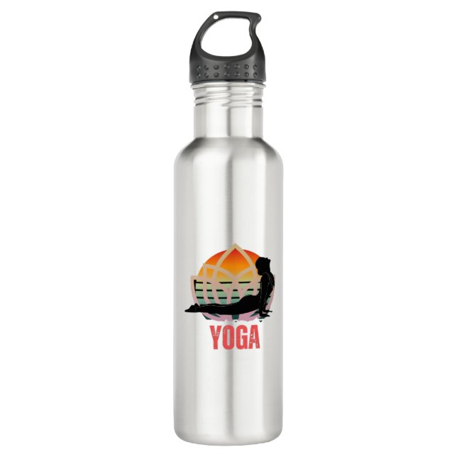 Yoga: Den Fluss verkraften Edelstahlflasche (Vorderseite)