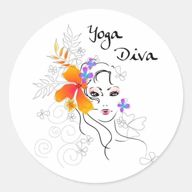 Yoga Diva Runder Aufkleber (Vorderseite)