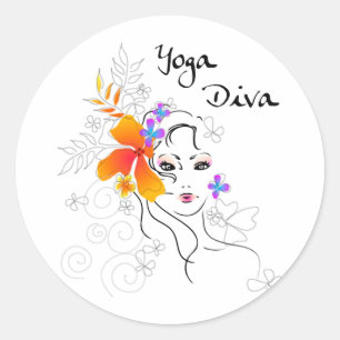 Yoga-Diva Runder Aufkleber