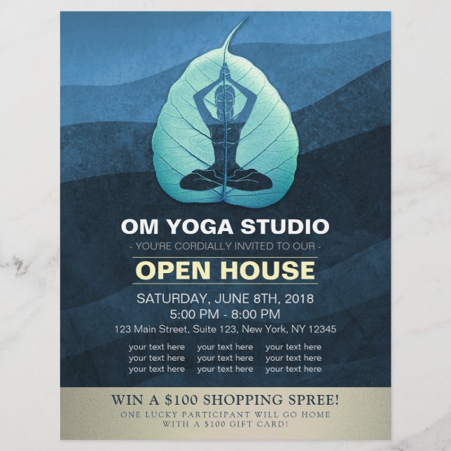 Yoga Doacher Meditation Pose Bodhi Leaf Open House Flyer (Vorne)