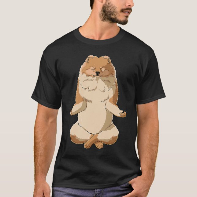 Yoga Dog Pomeranian T-Shirt (Vorderseite)