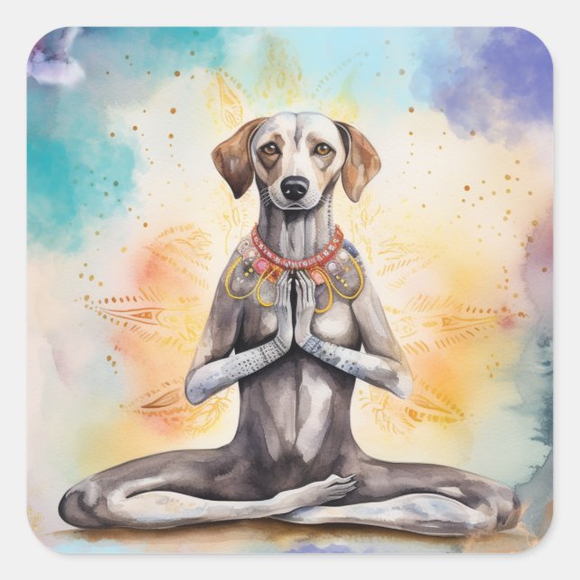 Yoga Dog Quadratischer Aufkleber (Vorderseite)