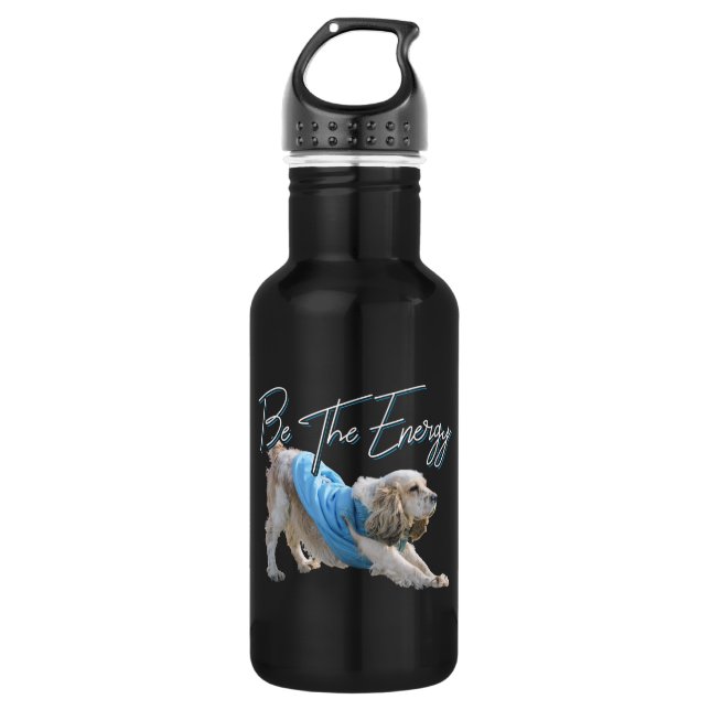 Yoga Downward Dog - Seien Sie das Energieangebot Edelstahlflasche (Vorderseite)