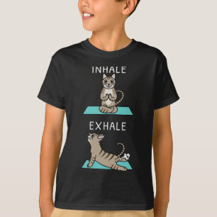 Yoga Einatmen Ausatmen Devon Rex Katze Haustier T-Shirt