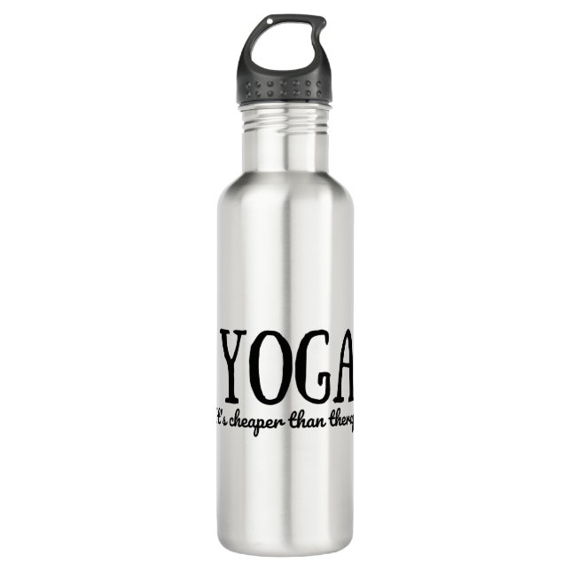 Yoga Es ist billiger als Therapie Edelstahlflasche (Vorderseite)