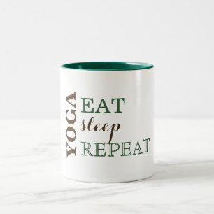Yoga, essen, schlafen, wiederholen zweifarbige tasse