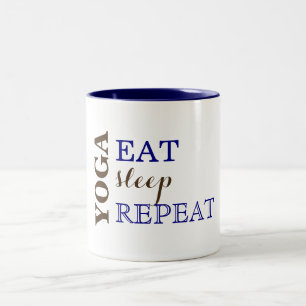 Yoga, essen, schlafen, wiederholen zweifarbige tasse