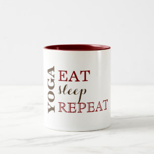 Yoga, essen, schlafen, wiederholen zweifarbige tasse