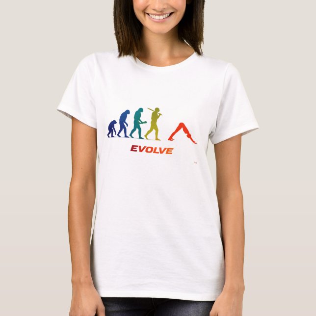 Yoga-Evolution Silhouette Downward-Facing Dog-Pose T-Shirt (Vorderseite)