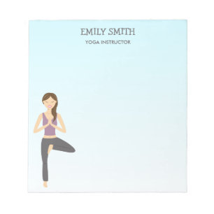 Yoga-Frau in Baumpose und Yoga-Inder Text Notizblock