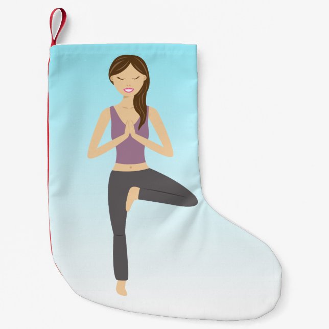 Yoga-Frau in Pose Kleiner Weihnachtsstrumpf (Vorderseite)