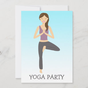Yoga Frau in Tree Pose Yoga Party Einladung