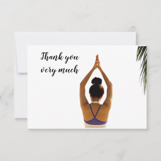 Yoga-Frau posiert Yoga Danke Karte (Vorderseite)