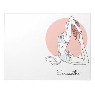 Yoga-Frauen-Namenotizblock Notizblock