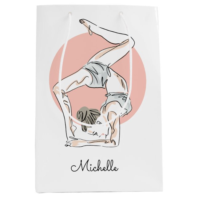 Yoga Frauengeschenk-Tasche für individuelle Name Mittlere Geschenktüte (Vorderseite)
