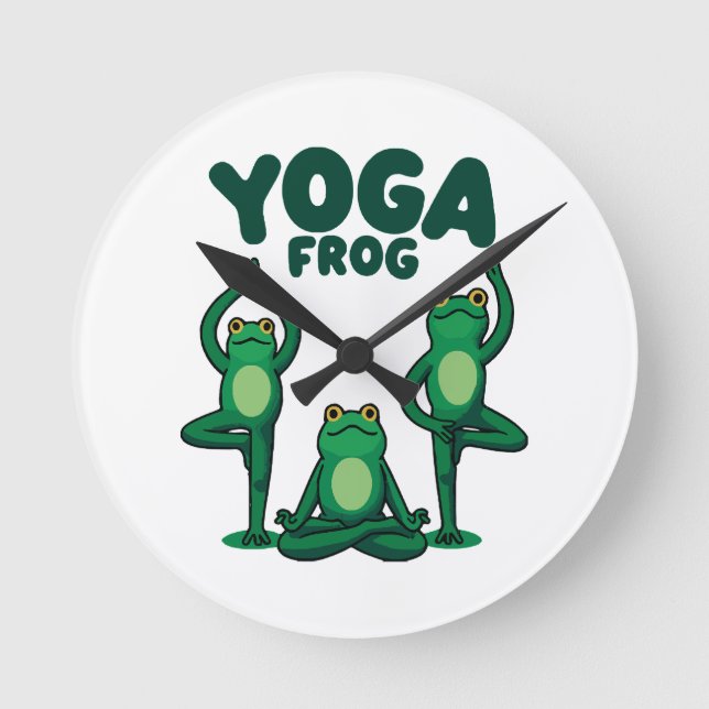 Yoga Frogs Runde Wanduhr (Vorderseite)