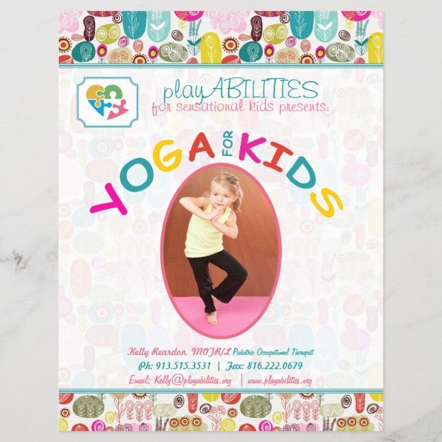 Yoga für Kinds farbenfrohe Blüte Flyer (Hinten)
