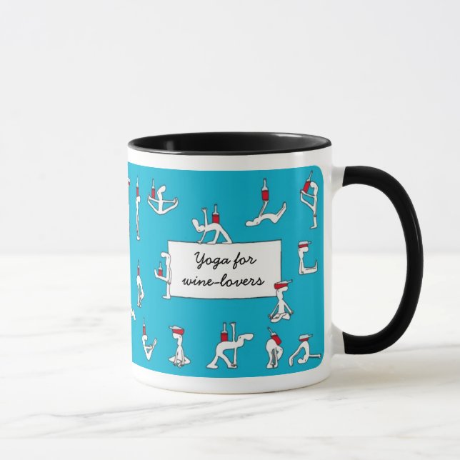Yoga für Winelovers Blau-Tasse Tasse (Rechts)
