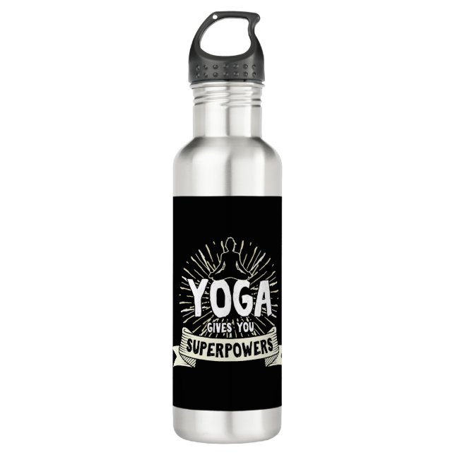Yoga gibt dir ein Geschenk für die Supermacht Edelstahlflasche (Vorderseite)