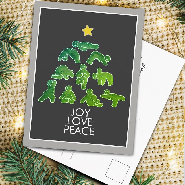Yoga Gingerbrot Weihnachten Weihnachten Postkarte (Yoga Gingerbread Holiday Christmas Postcard)