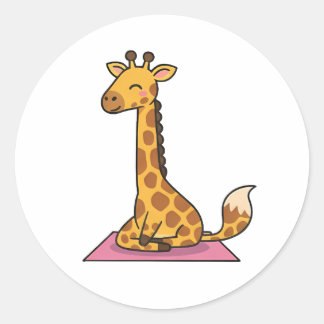 Yoga-Giraffe Runder Aufkleber