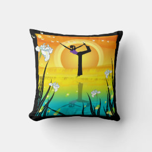 Yoga Girl at Pond American MoJo Coussin