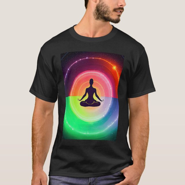Yoga Girl Female Sun Salutation Meditation Chakra T-Shirt (Vorderseite)