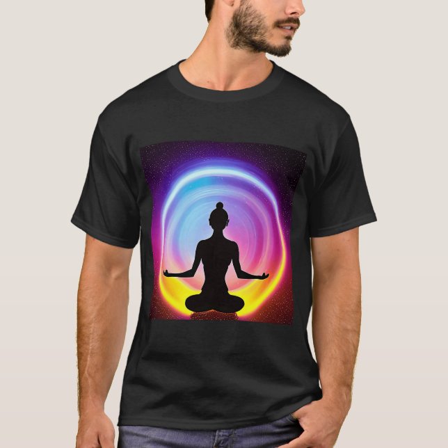 Yoga Girl Female Sun Salutation Meditation Chakra T-Shirt (Vorderseite)