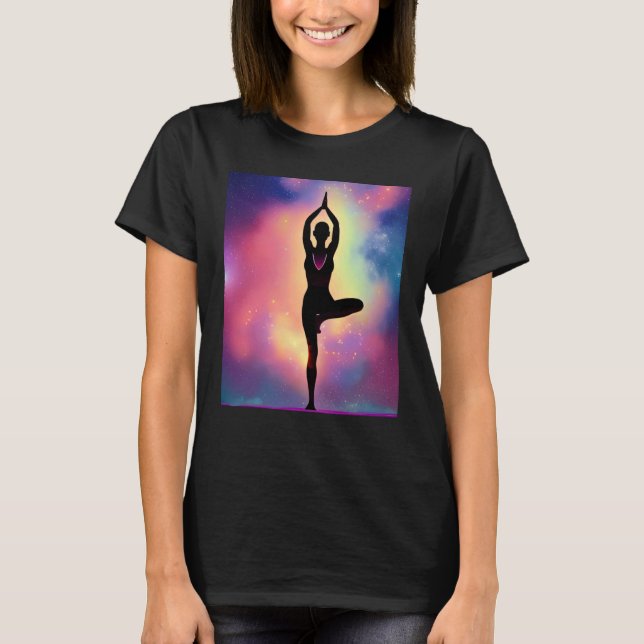 Yoga Girl Female Sun Salutation Meditation Chakra T-Shirt (Vorderseite)