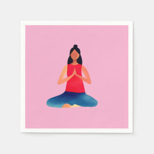 Yoga Girl Meditation Namaste Serviette