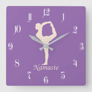 Yoga Girl Quadratische Wanduhr