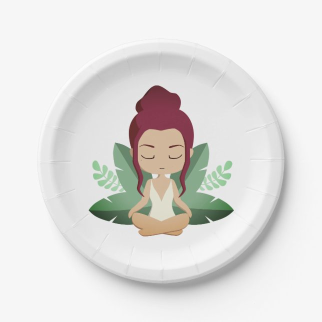 Yoga Girl ruhige Wellness Erlebnis Achtsamkeit Kun Pappteller (Vorderseite)