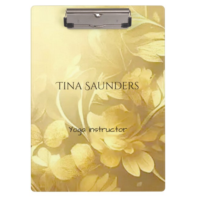 Yoga Gold Blume individuelle Name Klemmbrett (Vorderseite)