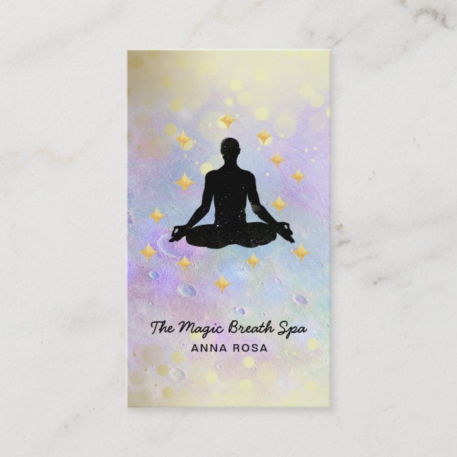 *~* Yoga Gold Glitzer Meditation Achtsamkeit Visitenkarte (Vorderseite)