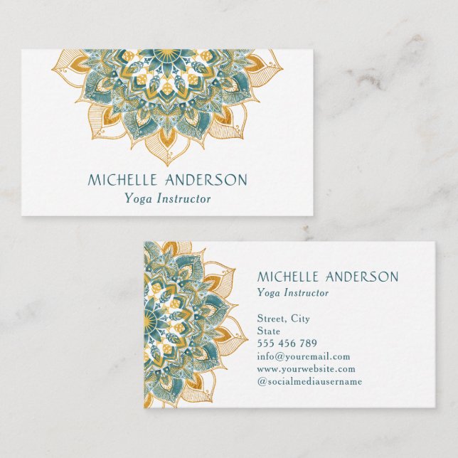 Yoga Gold Mandala Visitenkarte (Vorne/Hinten)
