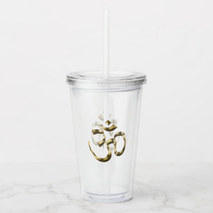 Yoga gold metallic Om Hindu Buddhist Symbol modern Acryltrinkbecher