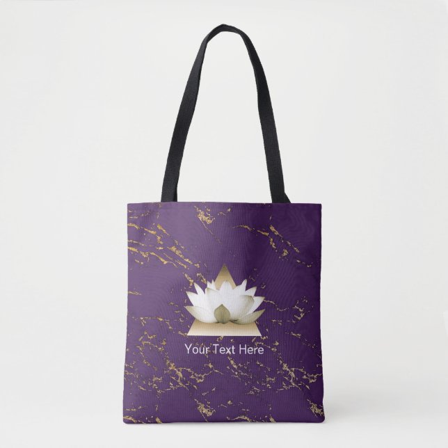Yoga-Goldlotos-Trendy Lila u. Goldmarmor Tasche (Vorderseite)