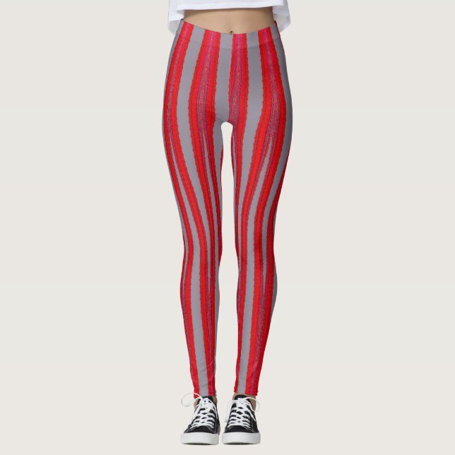 Yoga Gym-Übungsgelder für Red Stripe Pattern Leggi Leggings (Vorderseite)