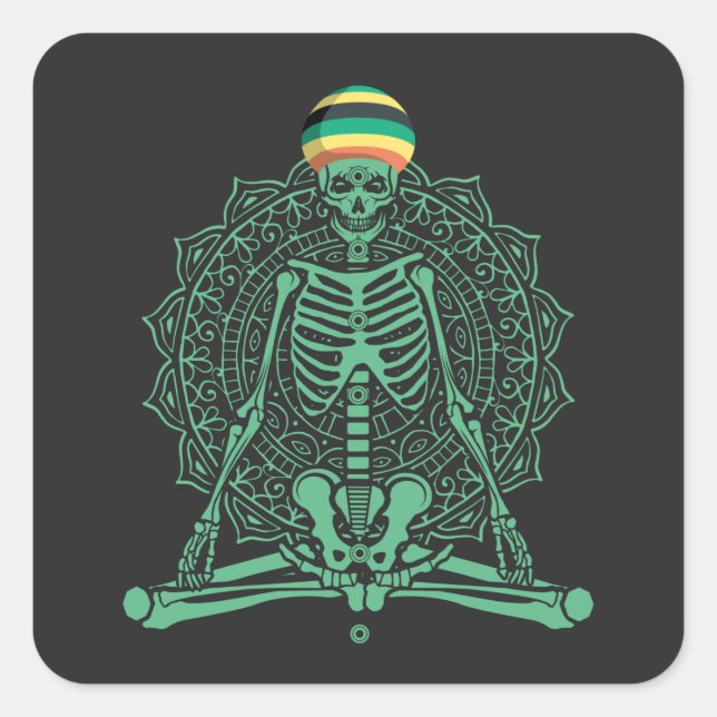 Yoga Halloween Yoga Quadratischer Aufkleber (Vorderseite)
