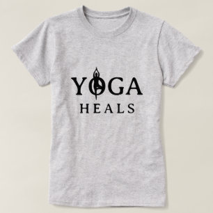 Yoga Heals T-Shirt mit Baum-Pose-Silhouette
