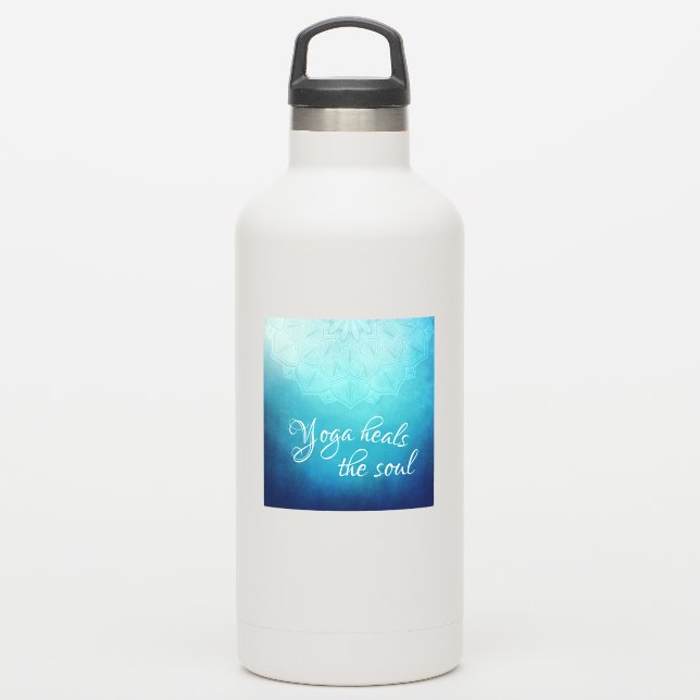 Yoga heilt den Soul-Text mit Blue Mandala Aufkleber (Wassserflasche)