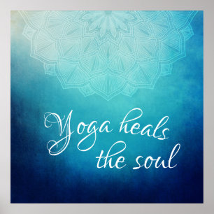 Yoga heilt den Soul-Text mit Blue Mandala Poster