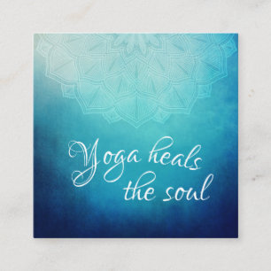 Yoga heilt den Soul-Text mit Blue Mandala Quadratische Visitenkarte