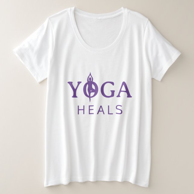 Yoga Heilung plus Größe zu Shirt mit Pose Silhouet (Design vorne)
