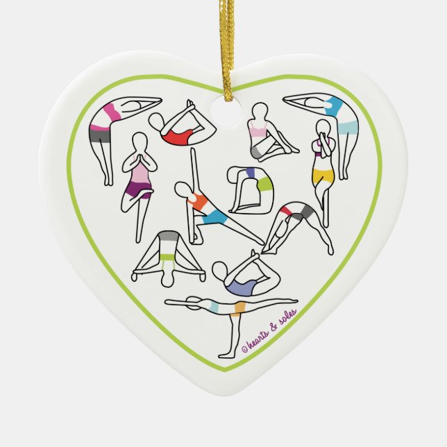 Yoga-Herz-Verzierung Keramik Ornament (Vorne)