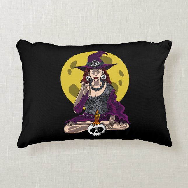 Yoga Hexch Zen Meditation Namaste Halloween Dekokissen (Vorderseite)
